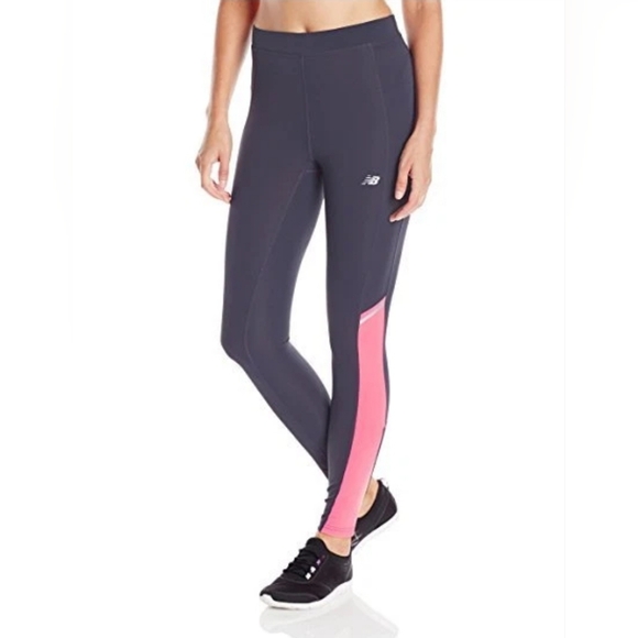 New Balance Pants - New Balance Women's Swim Leggings - Navy and Pink